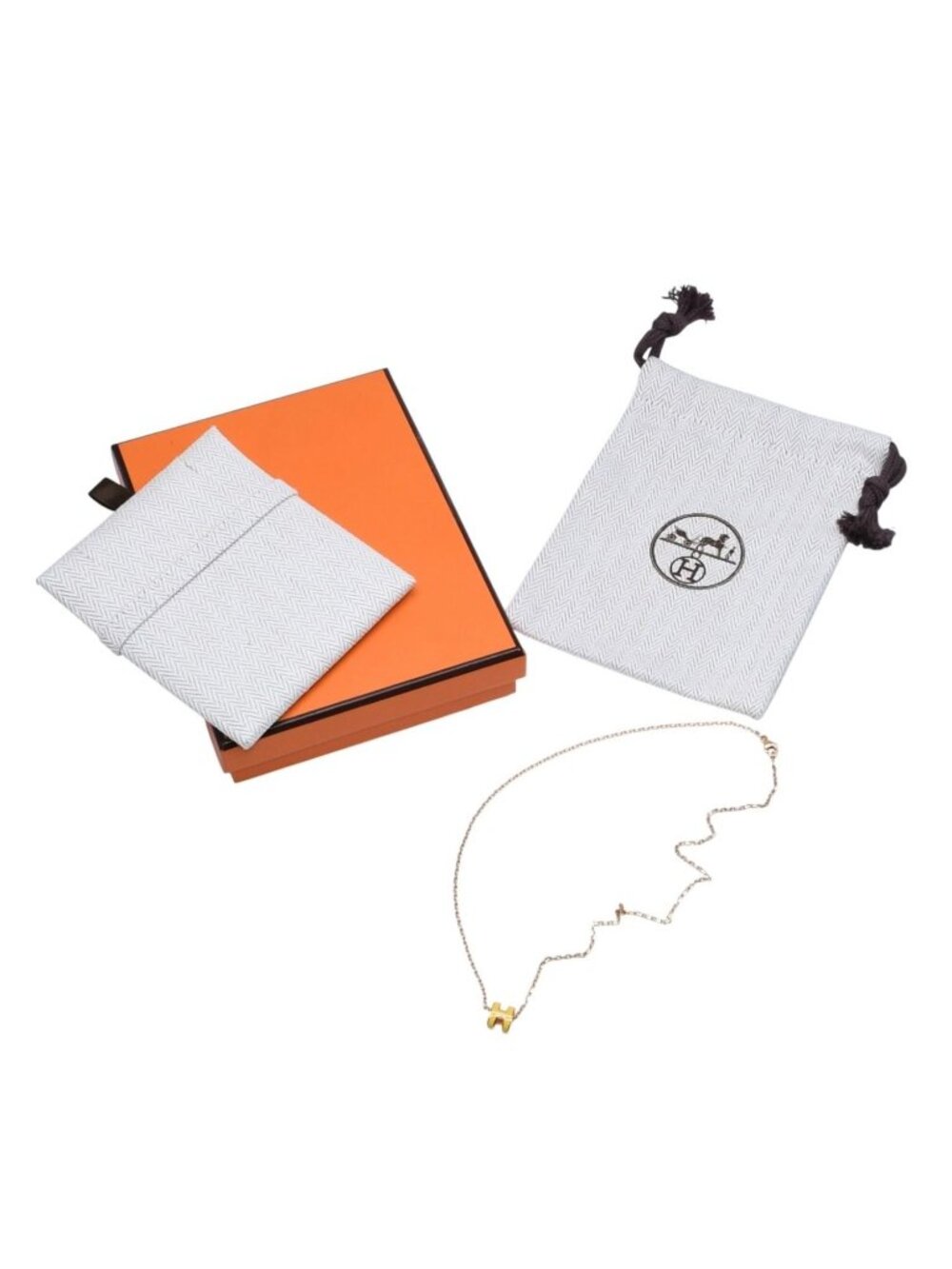 Hermes Mini Pop H Necklace H Pendant Yellow Gold